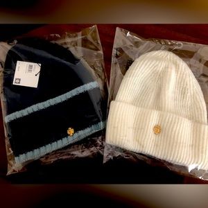 Navy blue with light blue line / light cream color hats ..